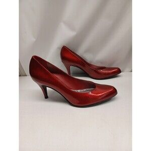 BCBG Girls Sexy Red Leather Shimmery Stiletto Heels Sz 8 B
